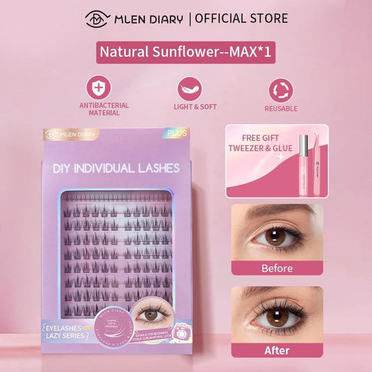 SUNFLOWER DIY SELF GRAFTING LASH BUNDLE (FREE FULL SIZE GLUE & EYELASH TWEEZER)