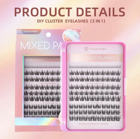 MIX PACK DIY SELF GRAFTING LASHES (FREE FULL SIZE GLUE AND TWEEZER)