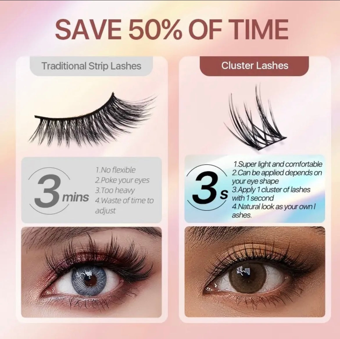 MIX PACK DIY SELF GRAFTING LASHES (FREE FULL SIZE GLUE AND TWEEZER)
